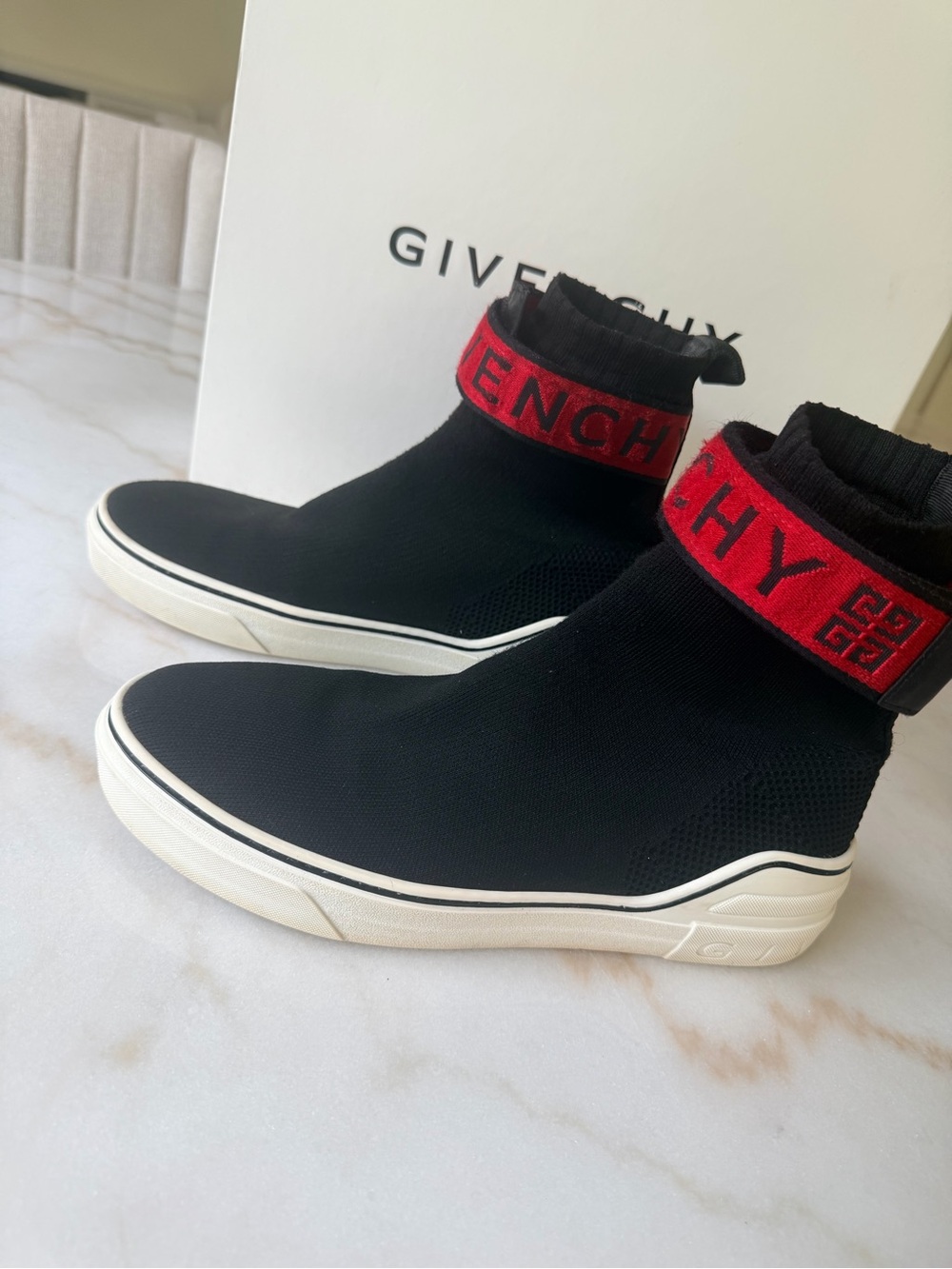 GIVENCHY / GEORGE V Sock Sneaker Black&Red / 40 EU / 7 US
